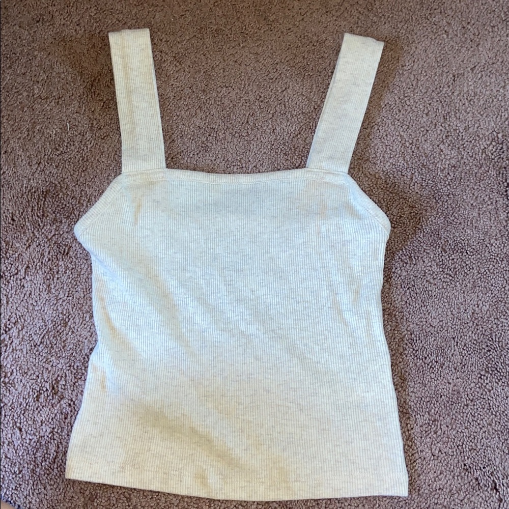 American Eagle Outfitters Beige Ribbed Tank Top